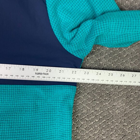 Outdoor Research Trail Mix 1/4 Zip Pullover Medium Teal Navy Waffle Grid Fleece - Picture 10 of 11